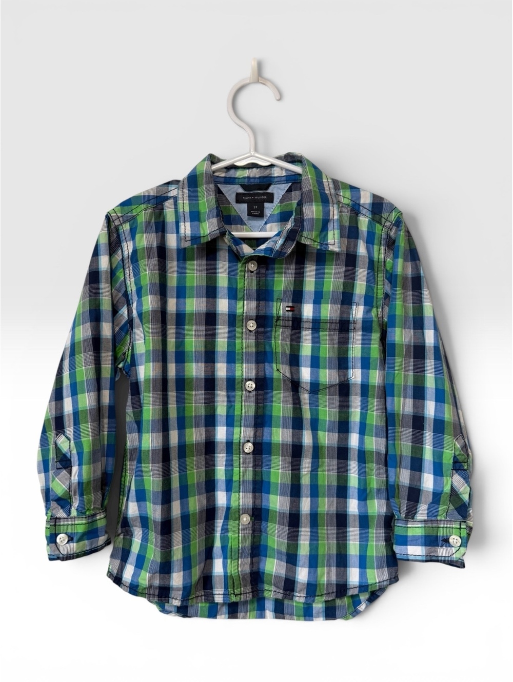 Tommy Hilfiger Boys' Plaid Preppy School Button-Up Shirt Size 3T